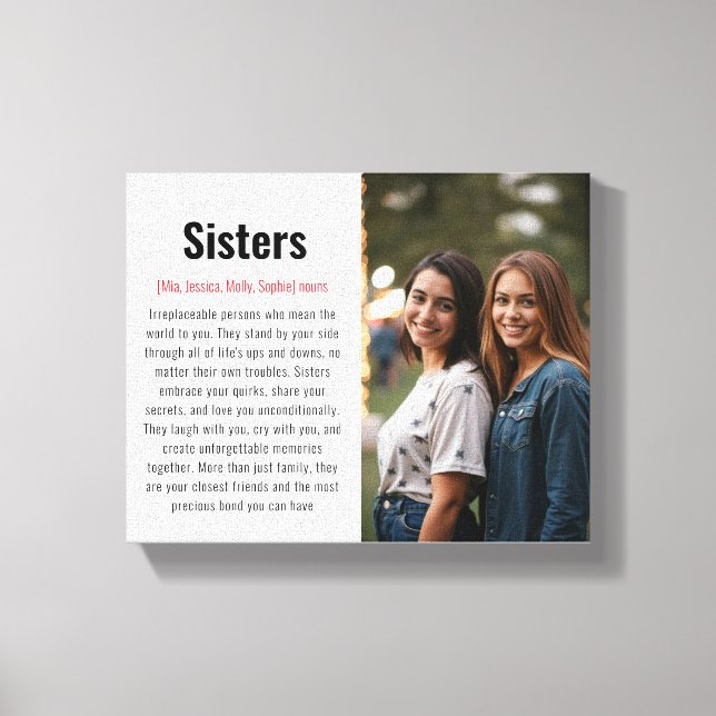 Sister Memorial Definition Custom Acrylic Keepsake Canvas Print (Front)