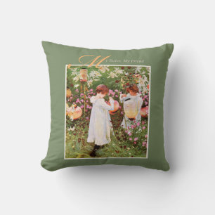 Sister, Mother's Day, Girls in Flower Garden, Gift Cushion