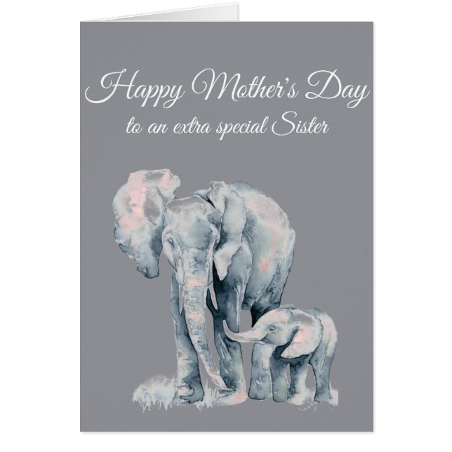 Sister Mother's Day Love Elephants (Front)