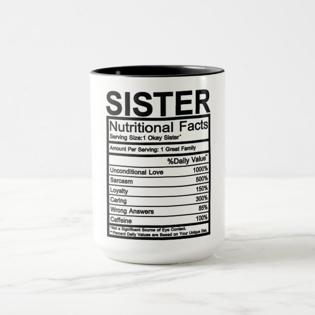 Sister Nutritional Facts Mug (Center)
