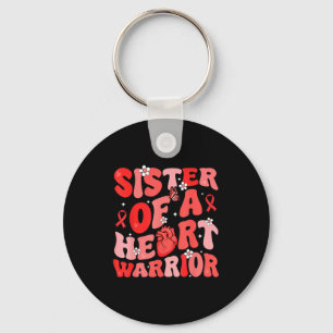 Sister of a heart warrior heart disease awareness key ring