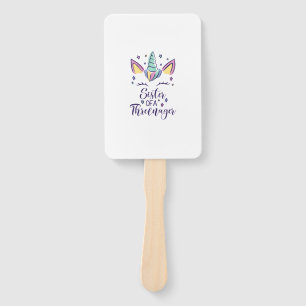 Sister Of A Threenager Girl 3rd Birthday Unicorn P Hand Fan