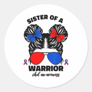 Sister Of A Warrior Chd Congenital Heart Defect Aw Classic Round Sticker
