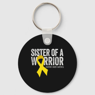 Sister Of A Warrior Childhood Cancer Awareness Rib Key Ring