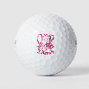 Sister Of A Warrior Dragonfly Breast Cancer Golf Balls
