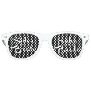 Sister of Bride White on Black Retro Sunglasses