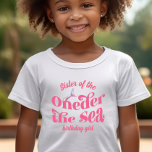 Sister of Oneder The Sea Mermaid birthday girl T-Shirt<br><div class="desc">Flower Glitter Mermaid Tail Splish Splash Pink and Purple</div>