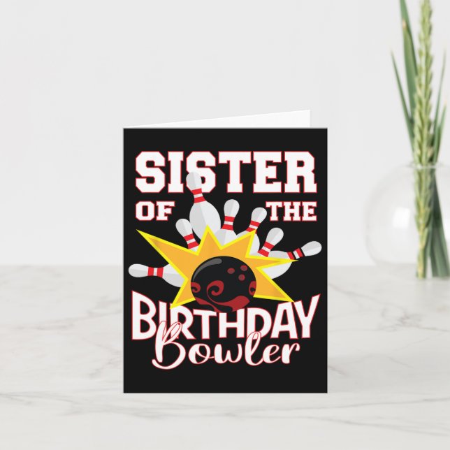 Sister Of The Birthday Bowler Kid Bowling Party  Card (Front)