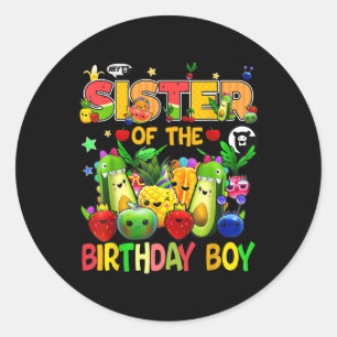 Sister Of The Birthday Boy Family Fruit Birthday H Classic Round Sticker