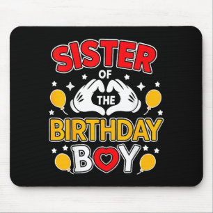 Sister Of The Birthday Boy Family Matching Dad Mum Mouse Pad