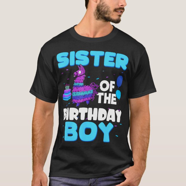  Sister Of The Birthday Boy Llama Family Party Dec T-Shirt (Front)