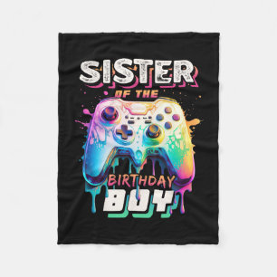 Sister Of The Birthday Boy Matching Video Game Bir Fleece Blanket