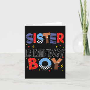 Sister Of The Birthday Boy Racing Car Family Party Card
