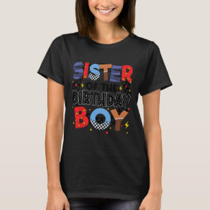 Sister Of The Birthday Boy Racing Car Family Party T-Shirt