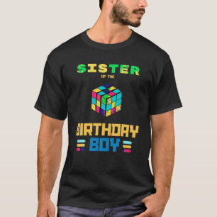 SISTER Of the Birthday boy Rubixk cube speed cubin T-Shirt