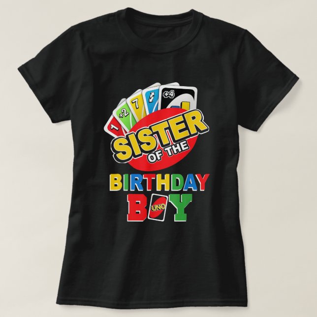 Sister of the Birthday Boy Shirt Uno Mum Mama 1st  (Design Front)