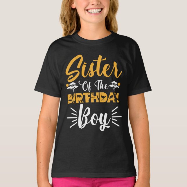 Sister Of The Birthday Boy Zoo Animal T-Shirt (Front)