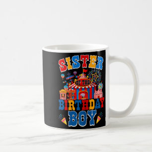 Sister of the birthday for boy circus carnival coffee mug