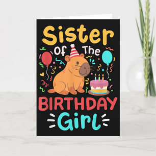 Sister Of The Birthday Girl Capybara Family Bday M Card
