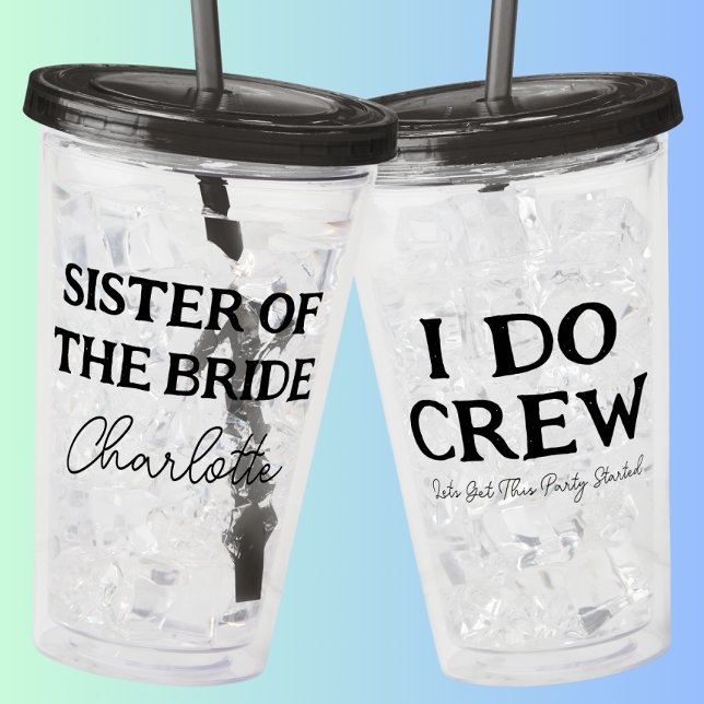Sister Of The Bride Personalised Name Acrylic Tumbler (Front And Back - Close Up)