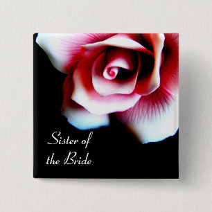 Sister of the Bride Pink Rose I.D. Button