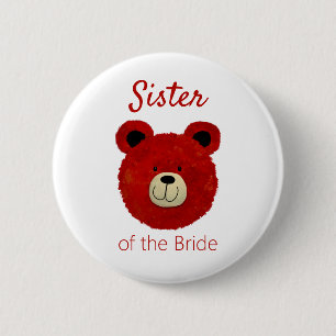 Sister of the Bride teddybear Button