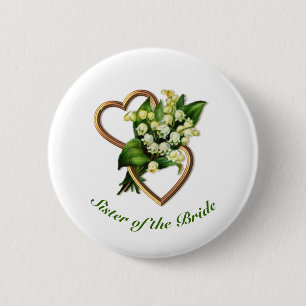 Sister of the Bride with Lilies and Heart 6 Cm Round Badge