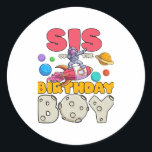 Sister of the Dabbing Astronaut Birthday Boy Match Classic Round Sticker<br><div class="desc">Sister of the Dabbing Astronaut Birthday Boy Matching Bday Sticker</div>