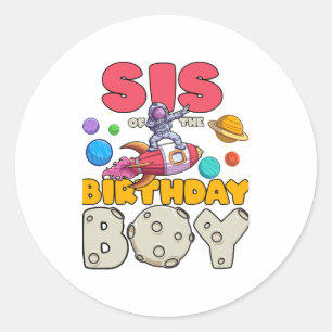 Sister of the Dabbing Astronaut Birthday Boy Match Classic Round Sticker