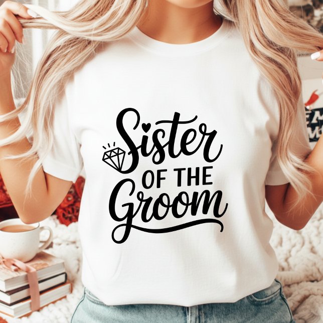 Sister of the Groom Elegant Script Wedding Diamond Tri-Blend Shirt (Creator Uploaded)