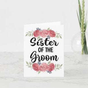 Sister Of The Groom Wedding Party Groom Shower Sis Card