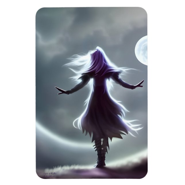 Sister of the Moon AI Fantasy Digital Art Print Magnet (Vertical)