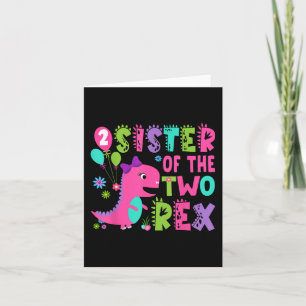 Sister Of The Two Rex 2nd Birthday Boy Dinosaur T- Card