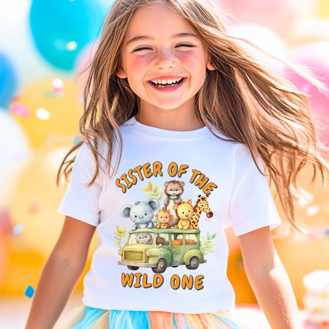 Sister of the Wild One safari animals birthday  T-Shirt (Creator Uploaded)