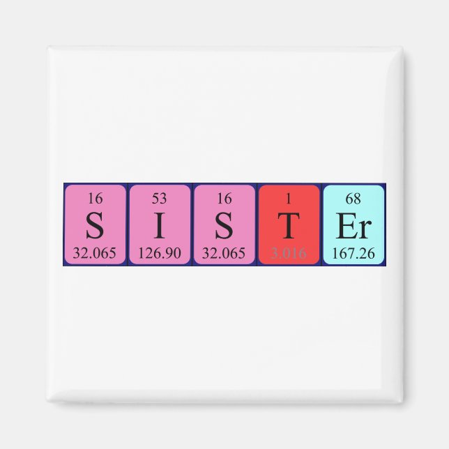 Sister periodic table name magnet (Front)