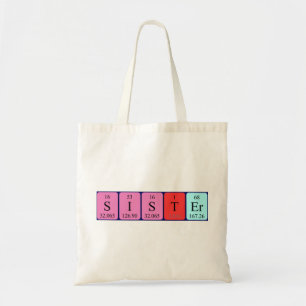Sister periodic table name tote bag