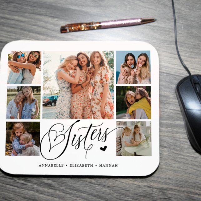 Sister Photo Collage Typography Keepsake  Mouse Pad (Creator Uploaded)