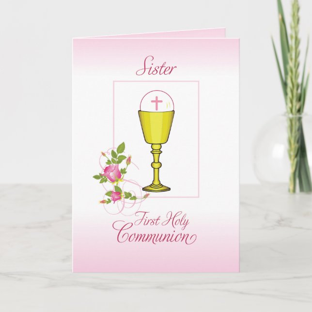 Sister Pink First Holy Communion, Chalice, Host Card (Front)