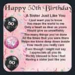sister poem - 50th birthday design square sticker<br><div class="desc">A great gift for a sister on her 50th birthday.</div>