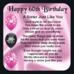 Sister poem  -  60th Birthday Square Sticker<br><div class="desc">A great gift for a sister on her 60th birthday</div>