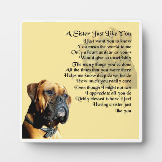 Sister Poem Plaque - Boxer Dog  Design