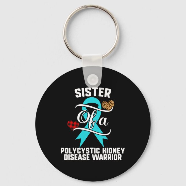 Sister Polycystic Kidney Disease Awareness Leopard Key Ring (Front)