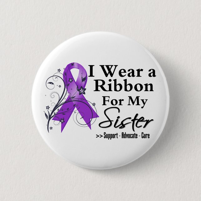 Sister Purple Ribbon - Pancreatic Cancer 6 Cm Round Badge (Front)