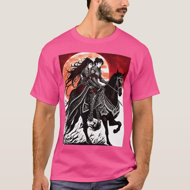 Sister Riding on a Warrior Horse funny T-Shirt (Front)