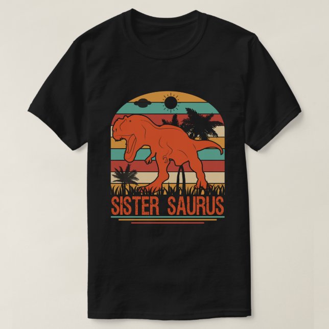 SISTER SAURUS Dinosaur Vintage  T-Shirt (Design Front)