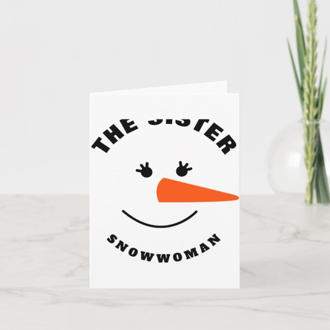 Sister Snowman Face Squad Matching Family Costume  Card (Front)