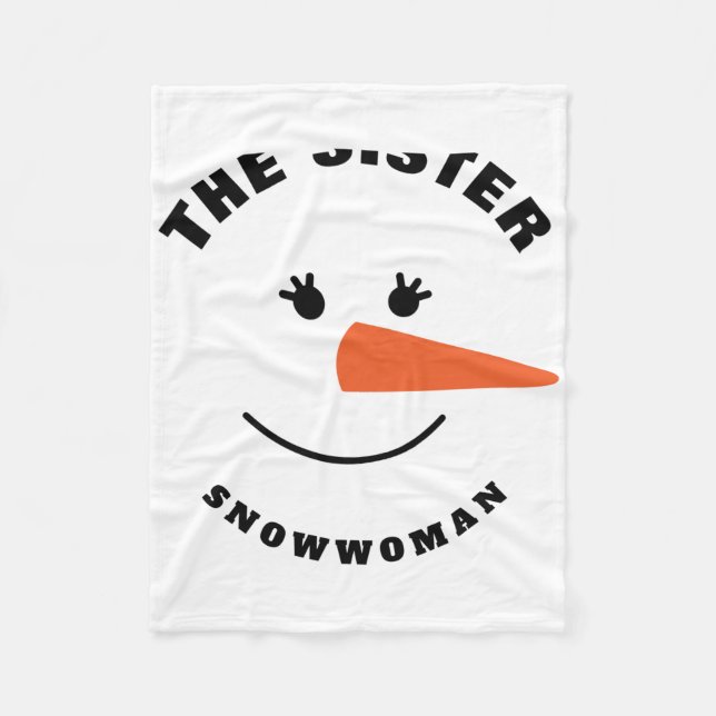 Sister Snowman Face Squad Matching Family Costume  Fleece Blanket (Front)