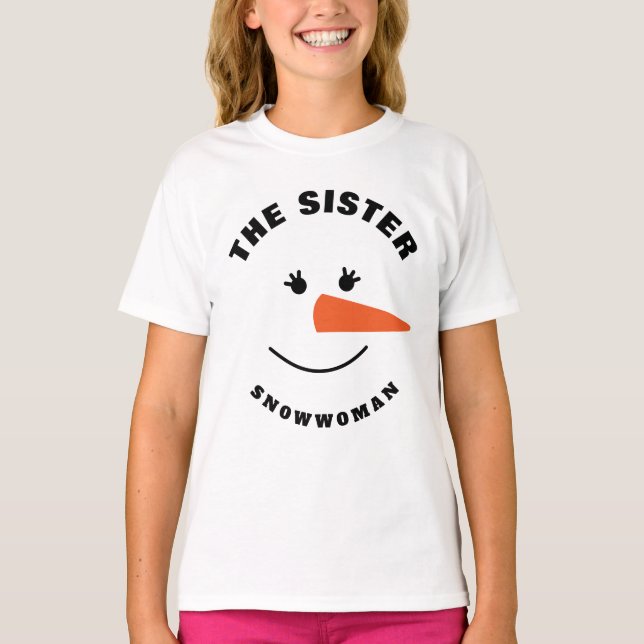 Sister Snowman Face Squad Matching Family Costume T-Shirt (Front)