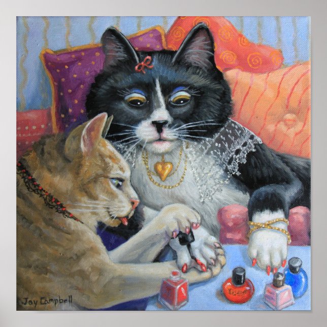 "Sister Stuff" kitty sisters do their nails Poster (Front)