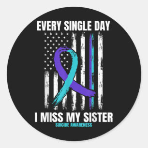 Sister Suicide Awareness Prevention American Flag Classic Round Sticker